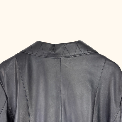 Woodland Leather Black Quilted Jacket - Size 20