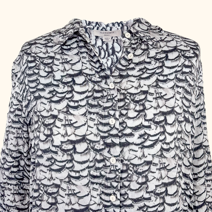 Allsaints Long Sleeve Feather Shirt Dress - Size Small