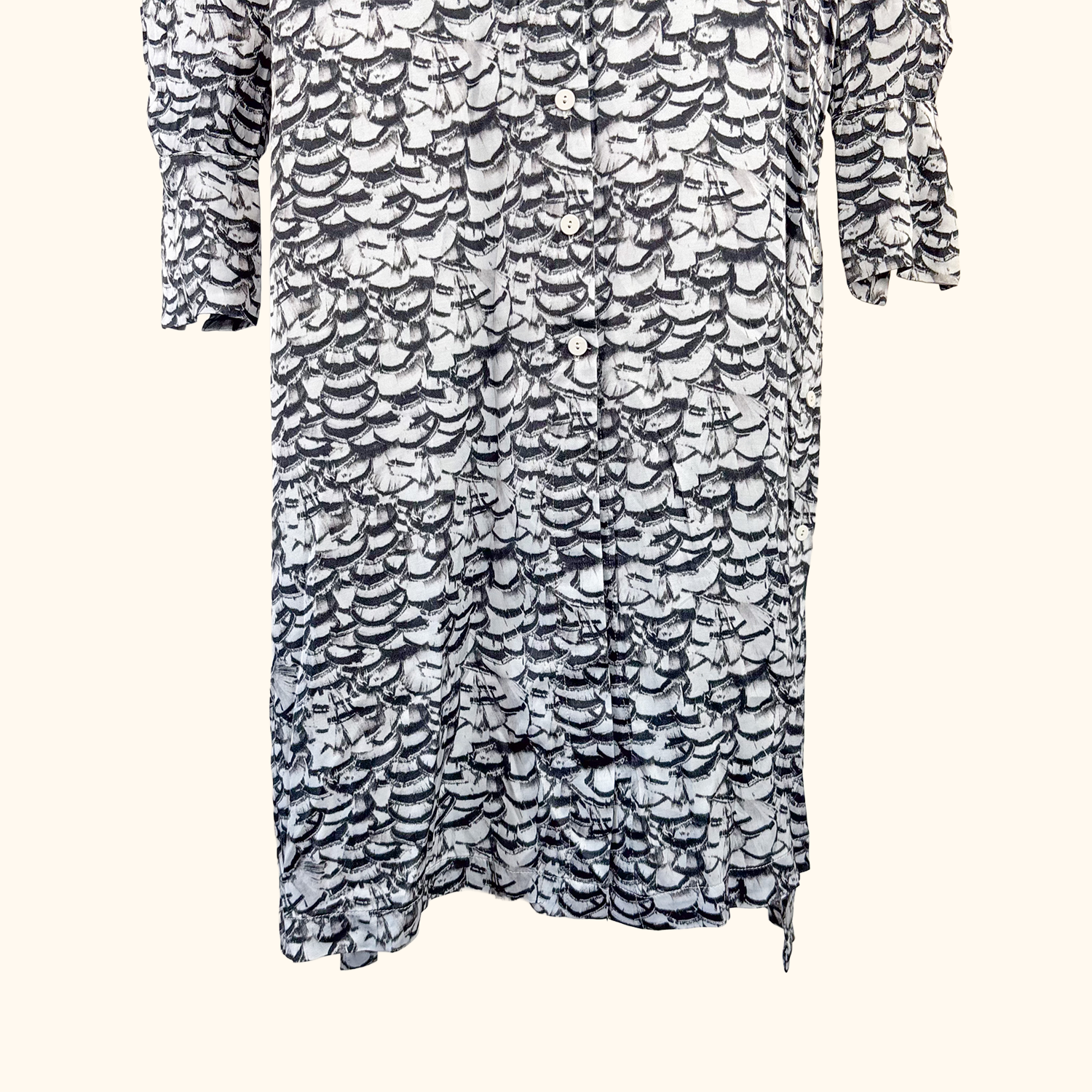 Allsaints Long Sleeve Feather Shirt Dress - Size Small
