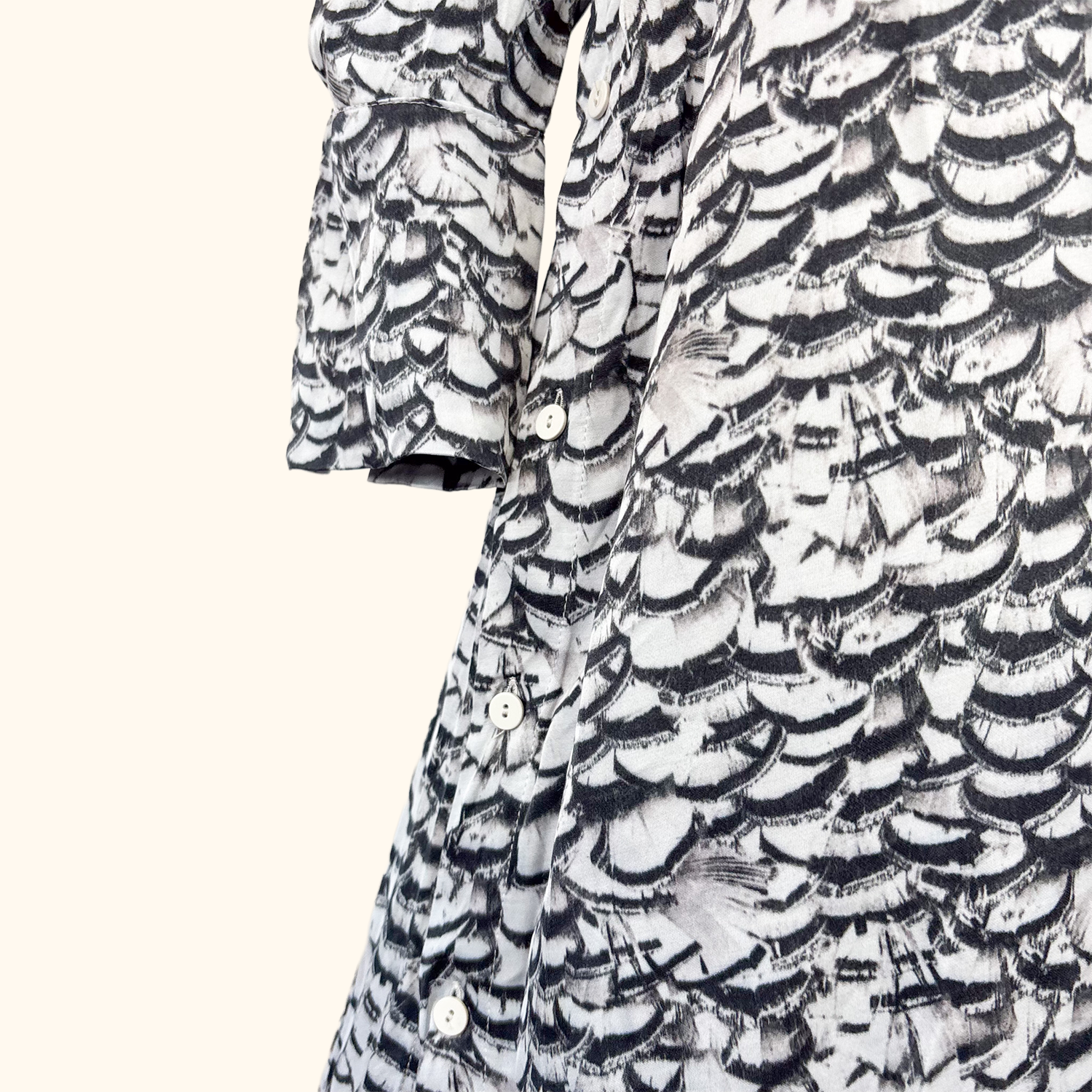 Allsaints Long Sleeve Feather Shirt Dress - Size Small