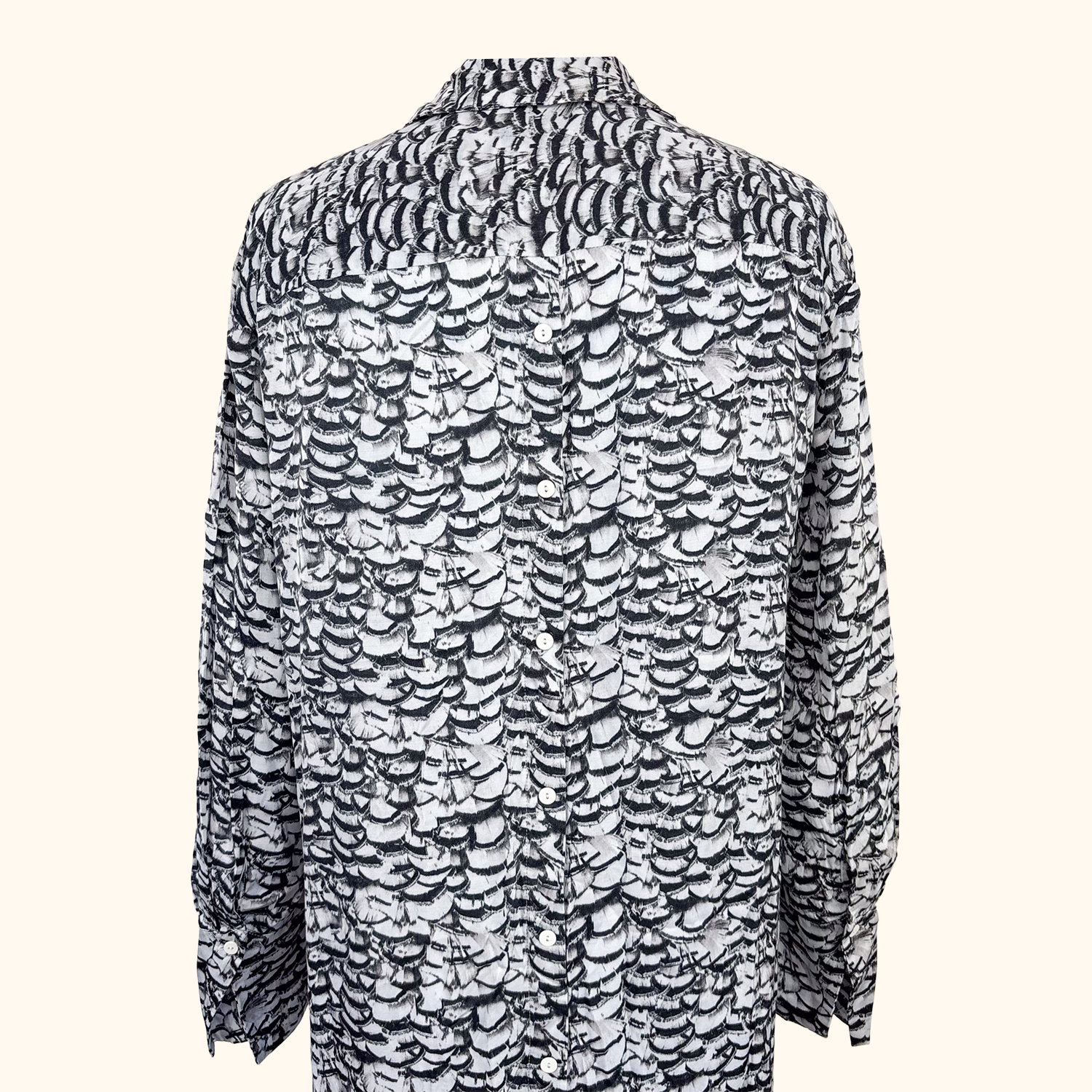 Allsaints Long Sleeve Feather Shirt Dress - Size Small