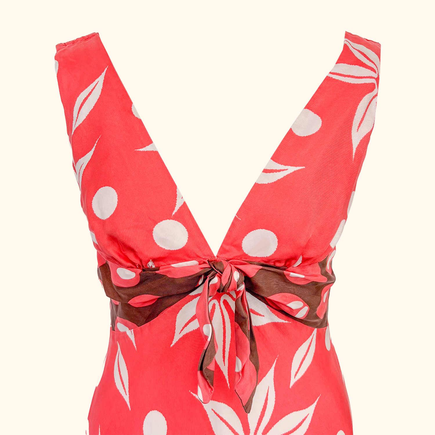 Tara Jarmon Coral Hawaiian Midi Dress - Size Medium