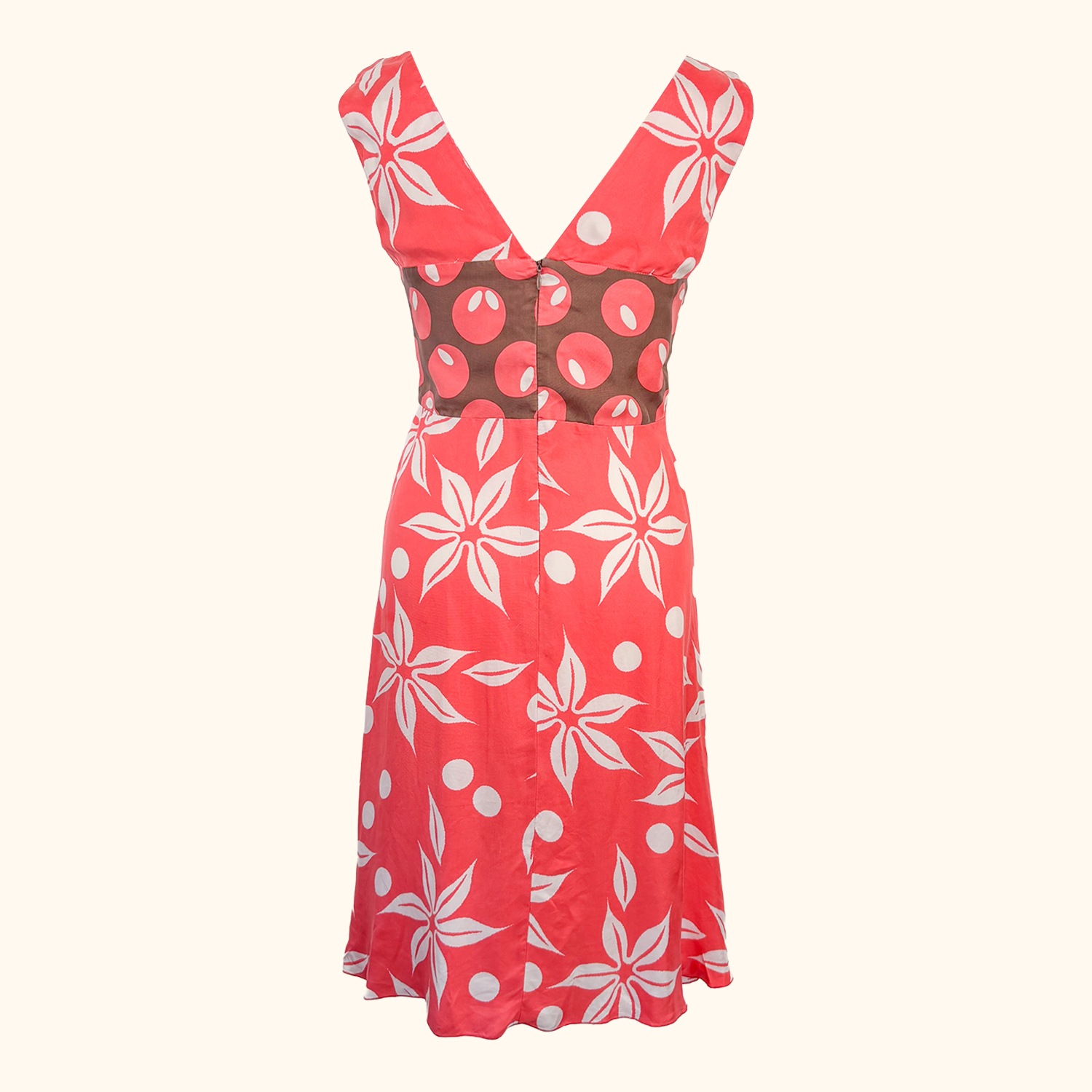 Tara Jarmon Coral Hawaiian Midi Dress - Size Medium