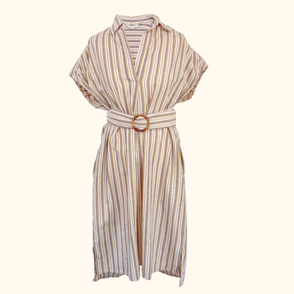 French Connection Striped Midi Shirt Dress - Size Small