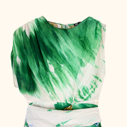 Zara Green Asymmetric Mini Dress - Size Medium