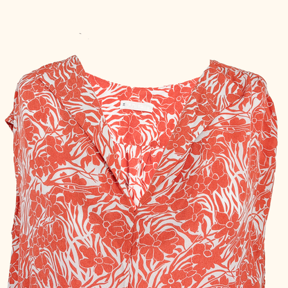 Arket Orange Floral Sleeveless Blouse - Size 8