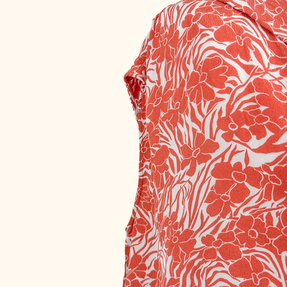 Arket Orange Floral Sleeveless Blouse - Size 8