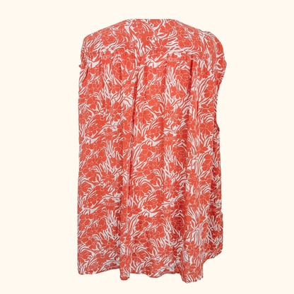 Arket Orange Floral Sleeveless Blouse - Size 8
