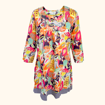 Boden Abstract Floral Cotton Tunic - Size 10