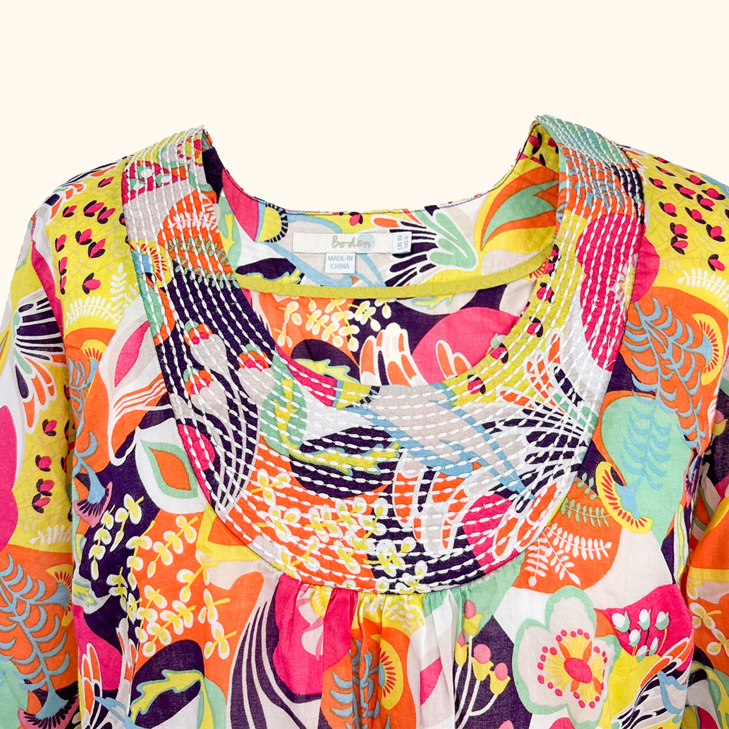 Boden Abstract Floral Cotton Tunic - Size 10