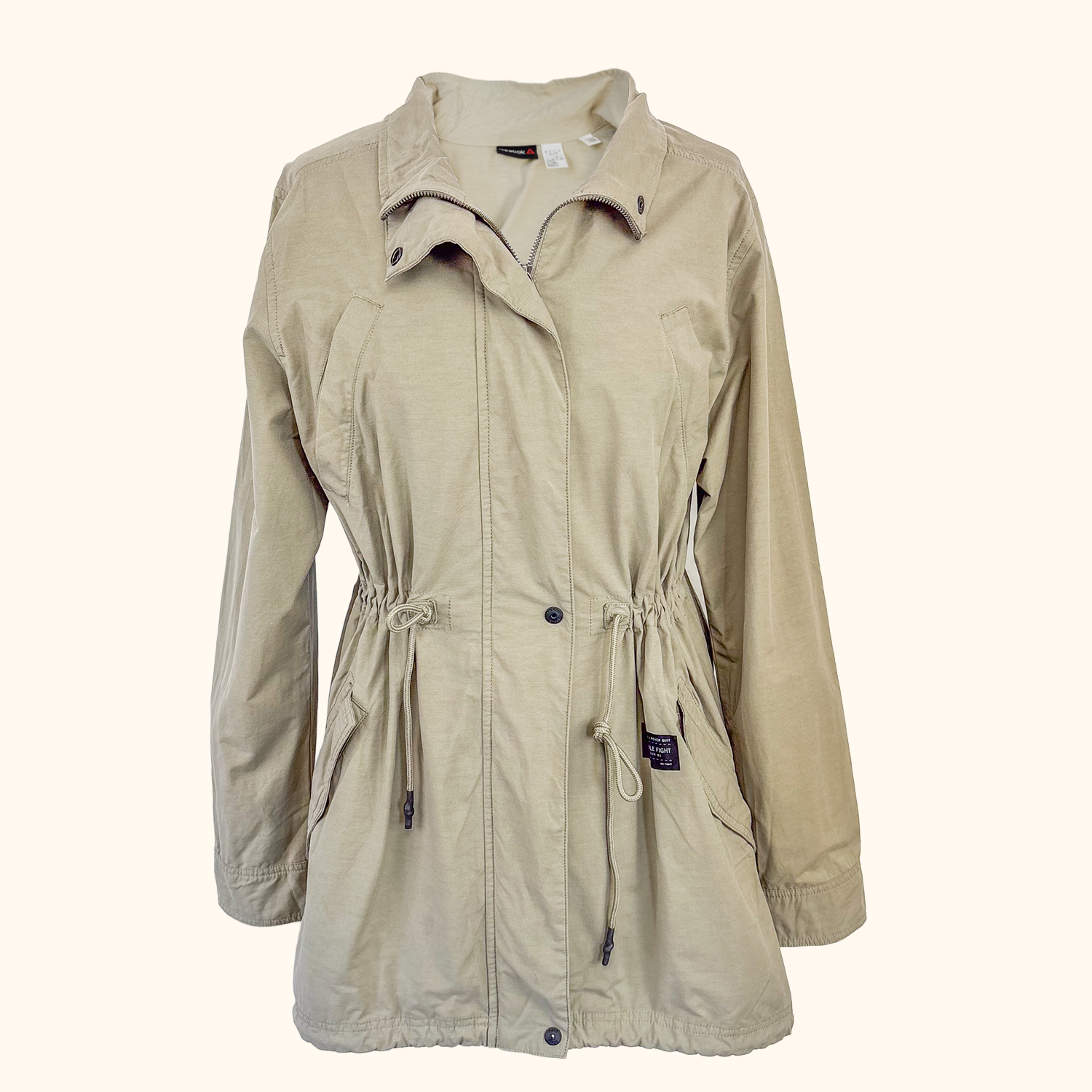 Reebok Noble Fight Fishtail Khaki Parka Jacket - Size Small