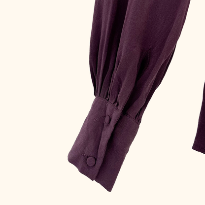 Mint Velvet Purple Silk Long Sleeve Blouse - Size 8