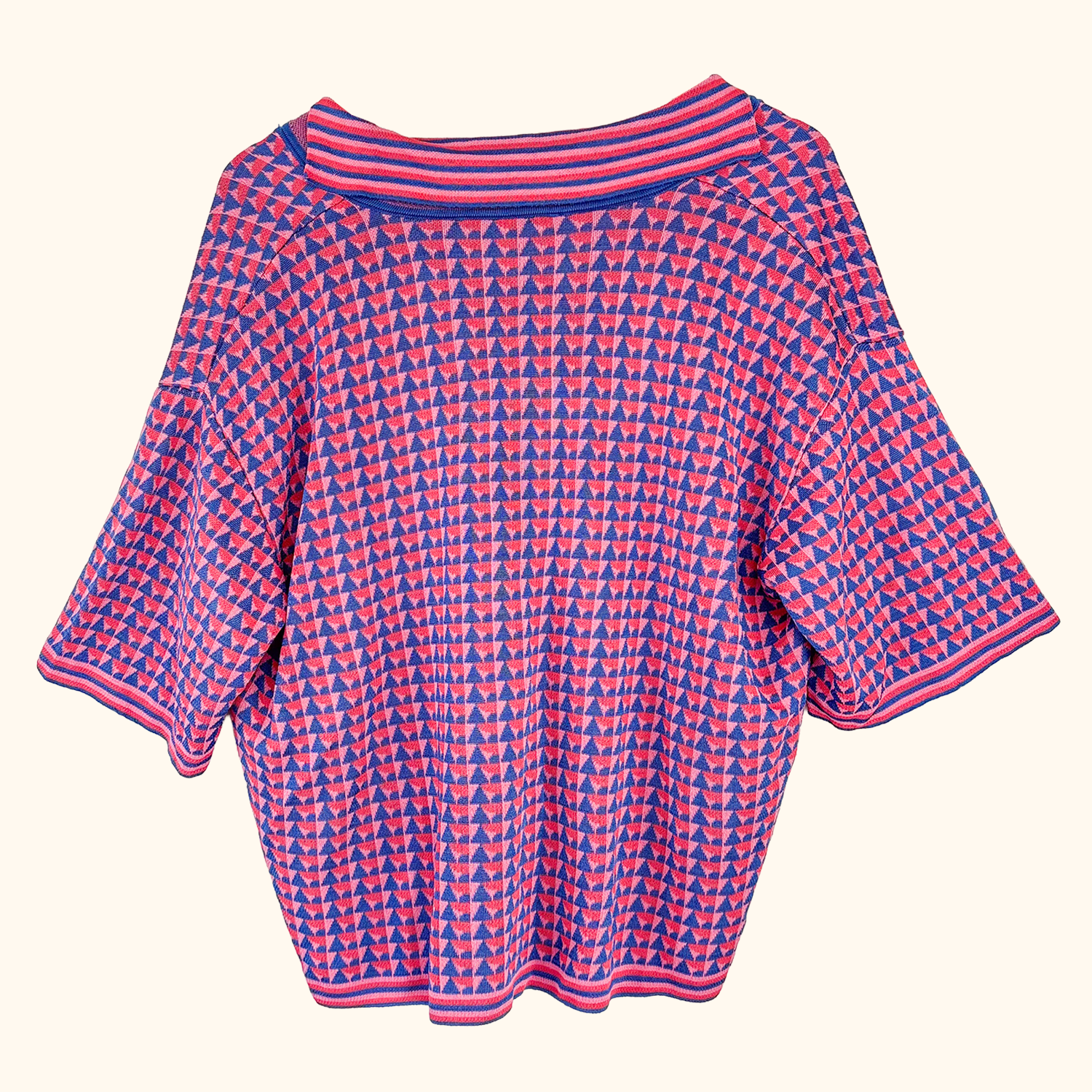 Zara Pink Geometric Short Sleeve Cardigan - Size Medium