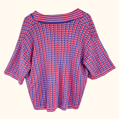 Zara Pink Geometric Short Sleeve Cardigan - Size Medium