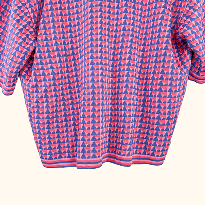 Zara Pink Geometric Short Sleeve Cardigan - Size Medium