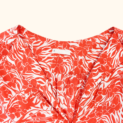 Arket Orange Floral Sleeveless Blouse - Size 8