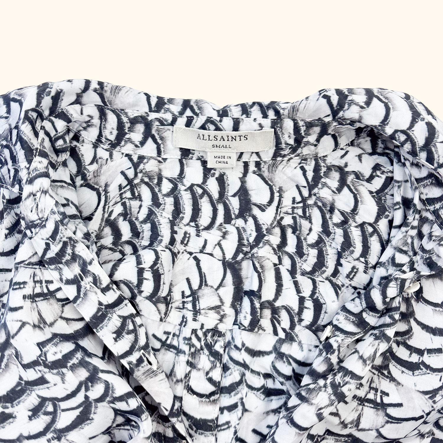 Allsaints Long Sleeve Feather Shirt Dress - Size Small