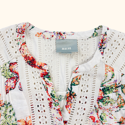 Anthropologie Maeve Floral Ruffle Blouse - Size Small