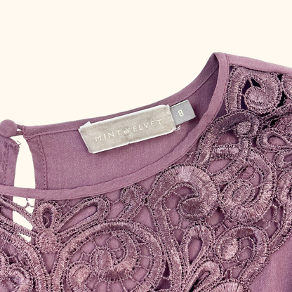 Mint Velvet Purple Silk Long Sleeve Blouse - Size 8