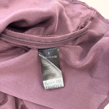 Mint Velvet Purple Silk Long Sleeve Blouse - Size 8
