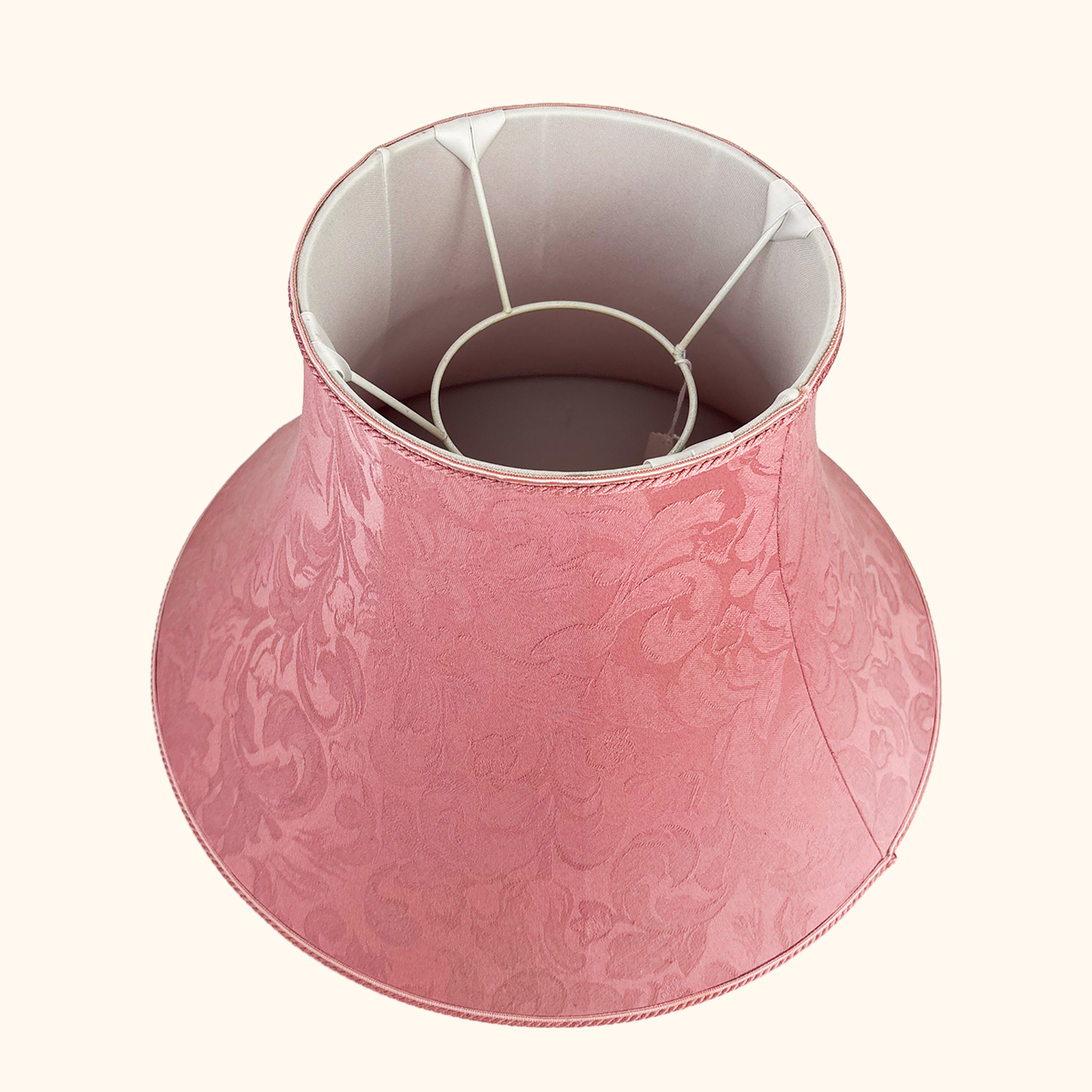 Large Pink Damask Fabric Bell Lampshade