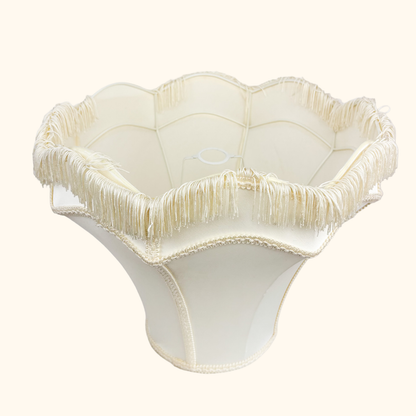 Large Cream Satin Fringe Bell Lampshade