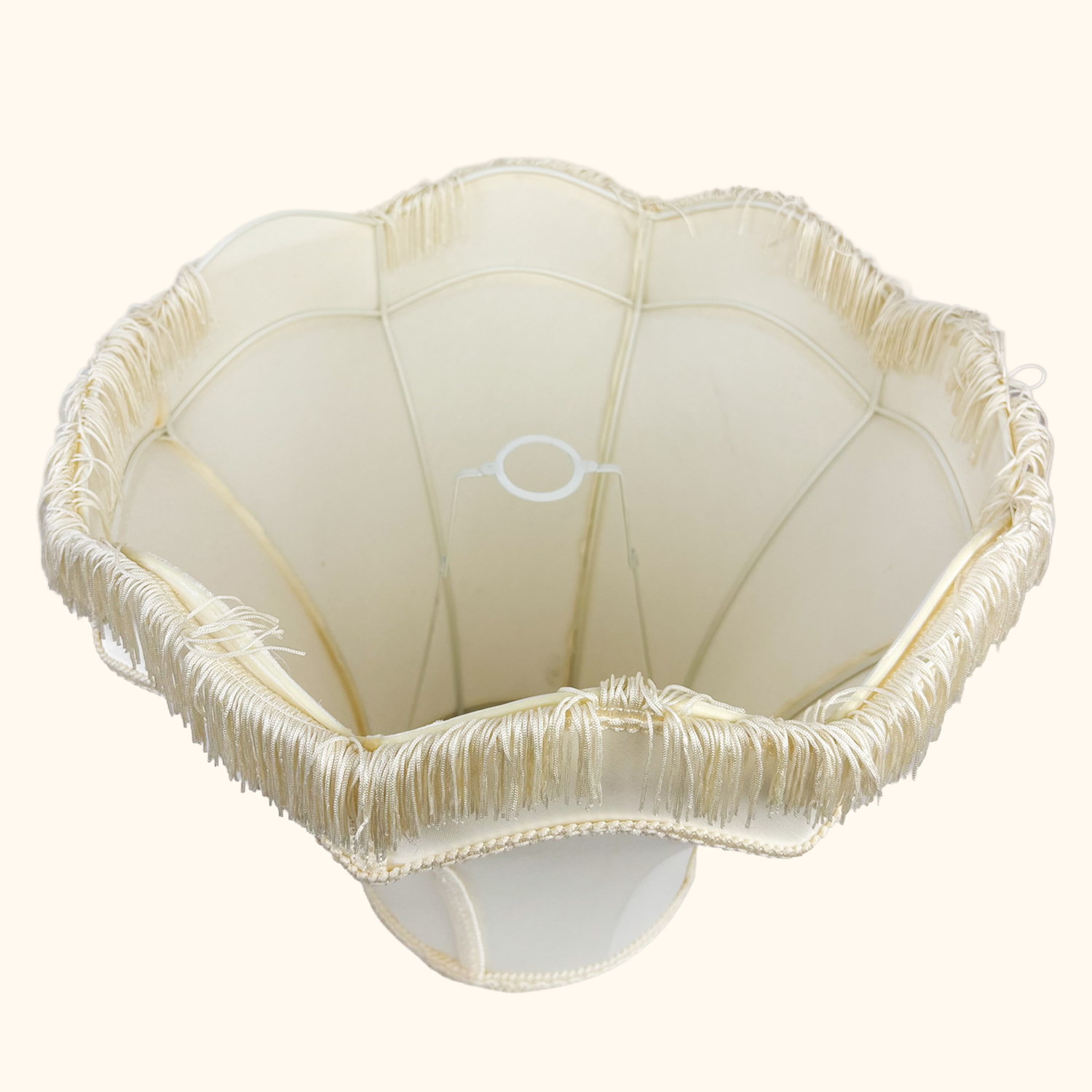 Large Cream Satin Fringe Bell Lampshade