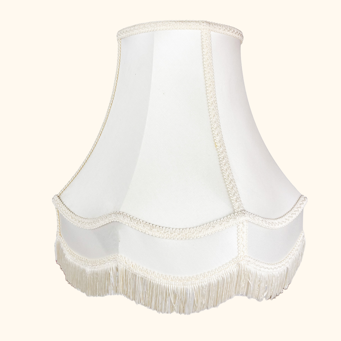 Large Cream Satin Fringe Bell Lampshade