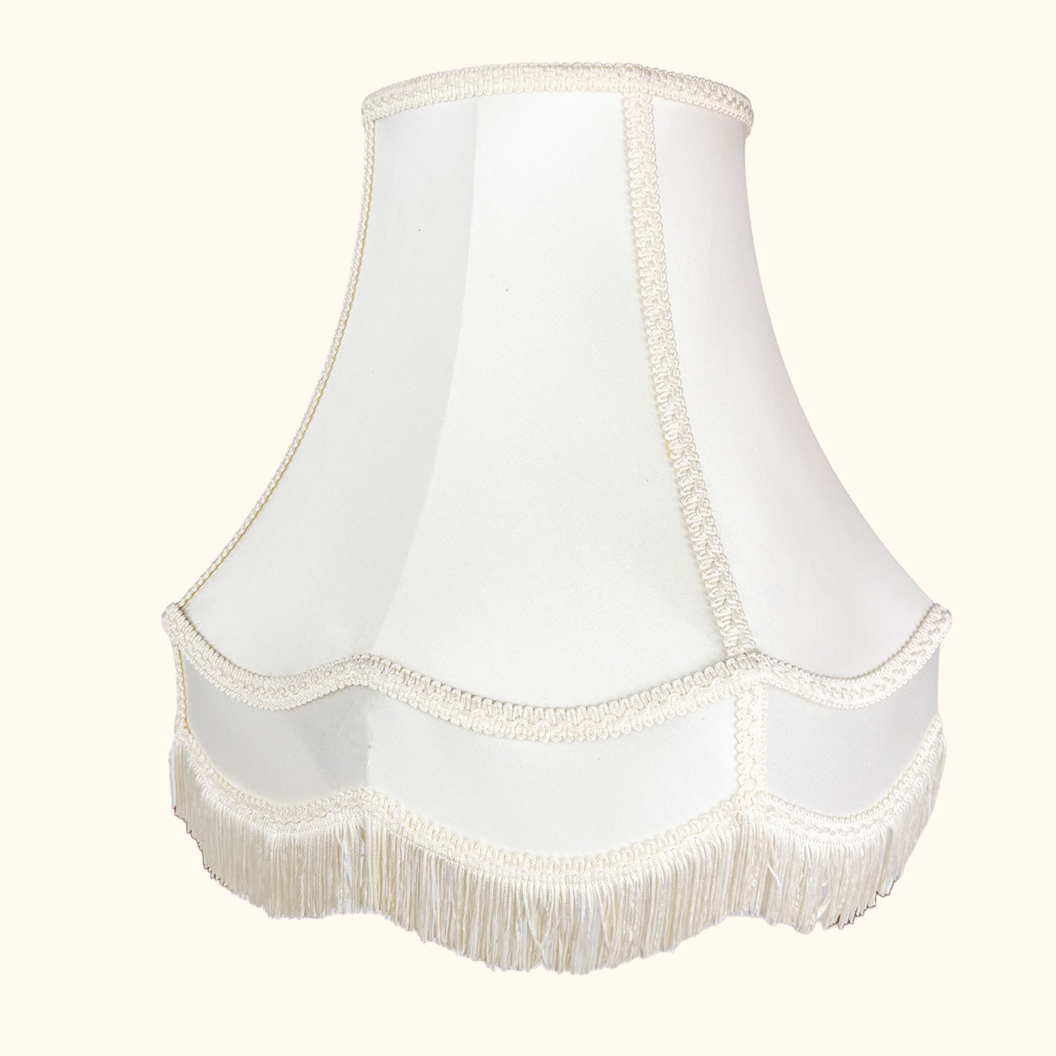 Large Cream Satin Fringe Bell Lampshade