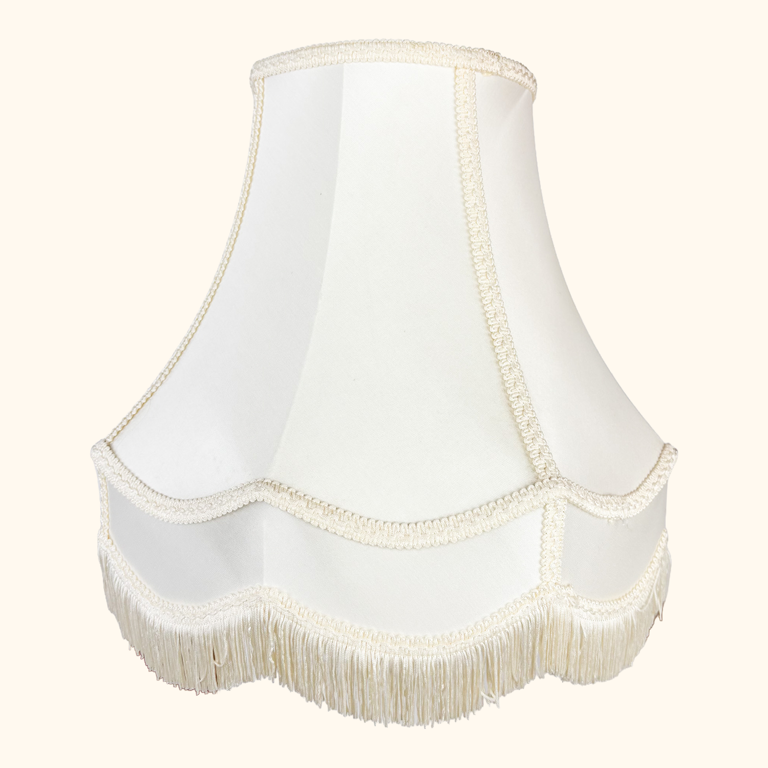 Large Cream Satin Fringe Bell Lampshade