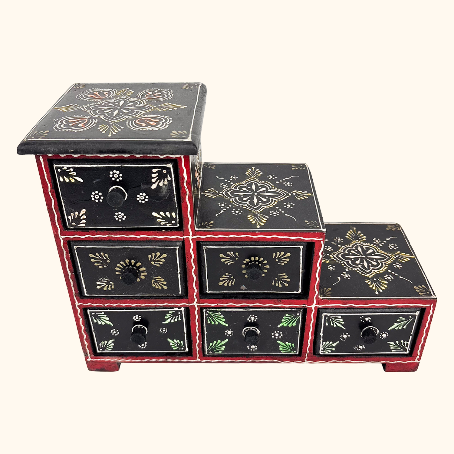 Indian Hand Painted Wooden Mini Chest of Drawers