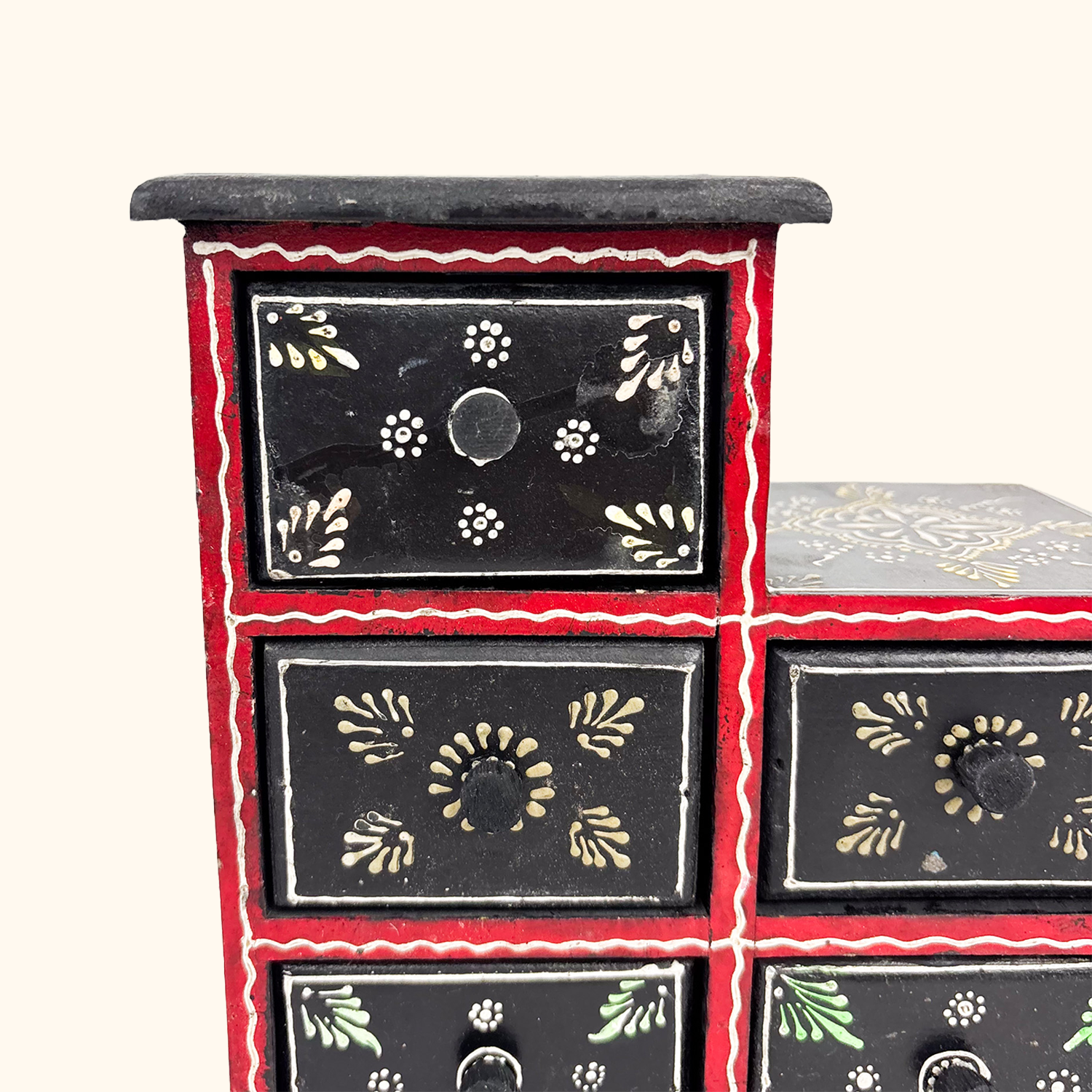 Indian Hand Painted Wooden Mini Chest of Drawers