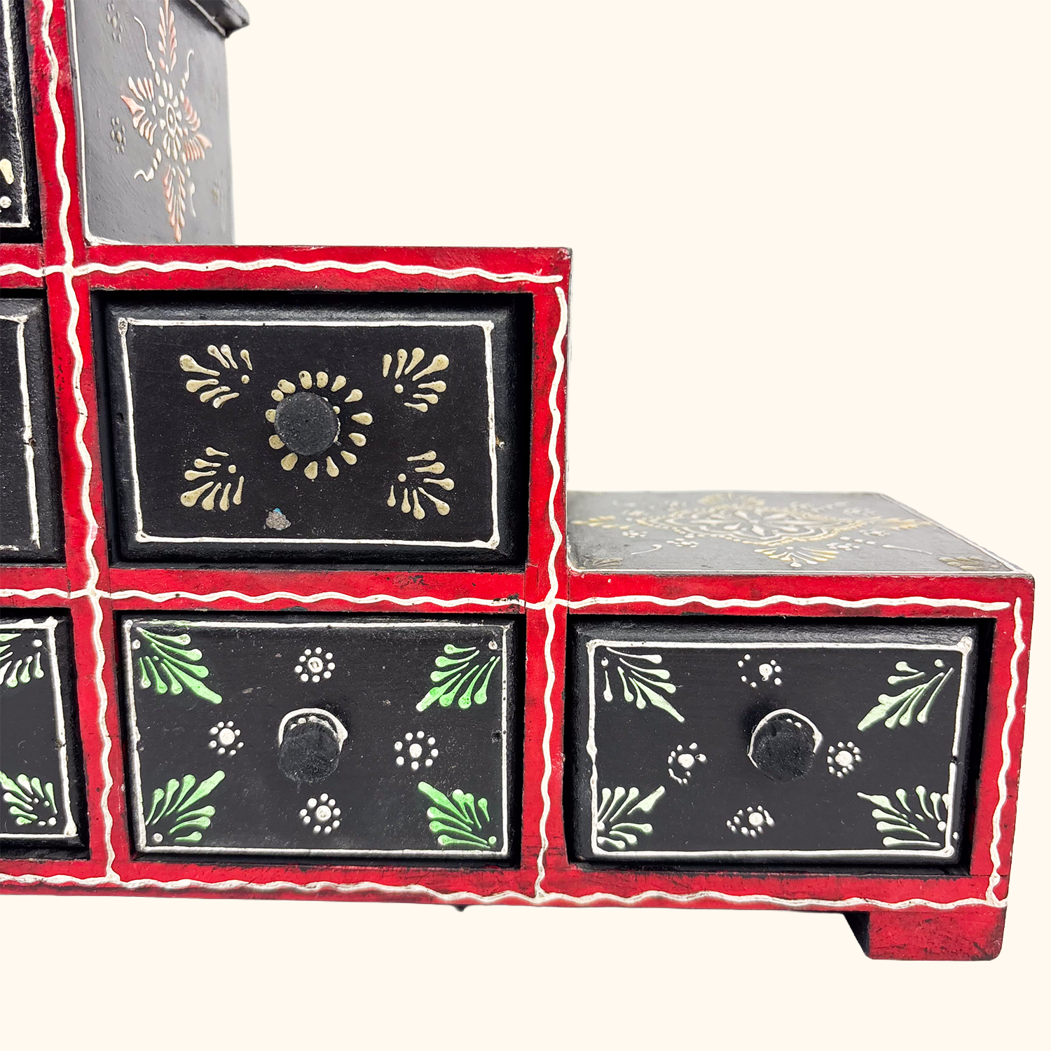 Indian Hand Painted Wooden Mini Chest of Drawers