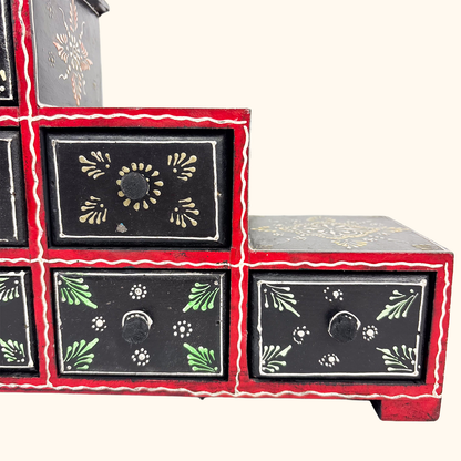 Indian Hand Painted Wooden Mini Chest of Drawers