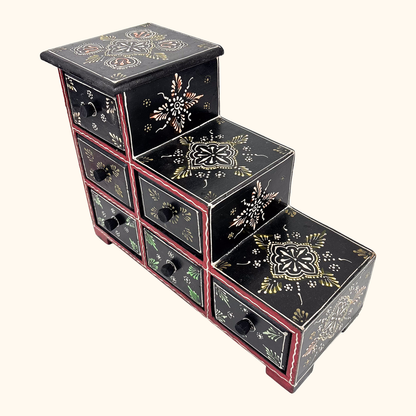 Indian Hand Painted Wooden Mini Chest of Drawers