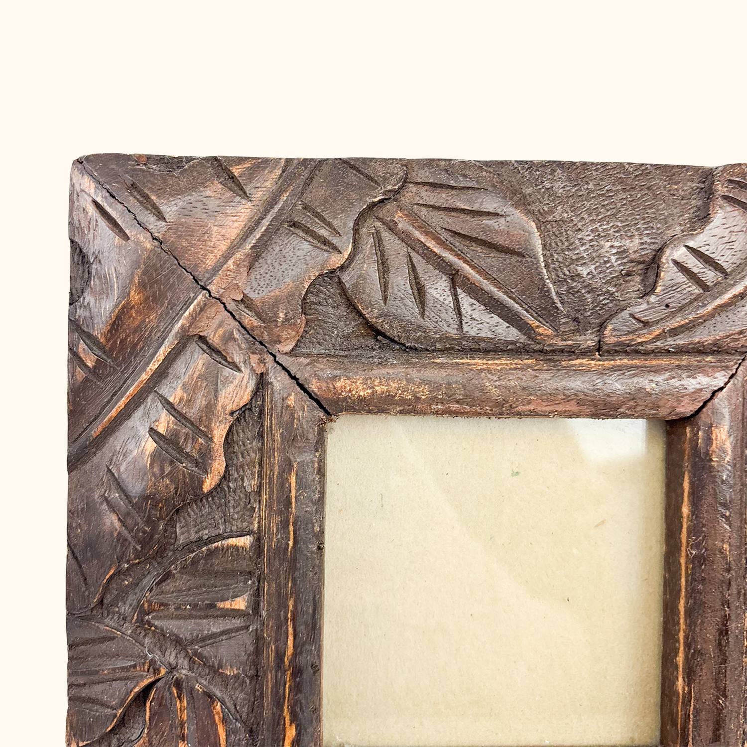 Indian Hand Carved Wood Square Picture Frame
