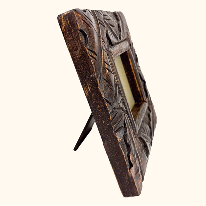Indian Hand Carved Wood Square Picture Frame