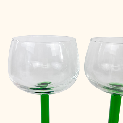 Vintage Luminarc French Green Straight Stem Wine Glasses - Set of 3