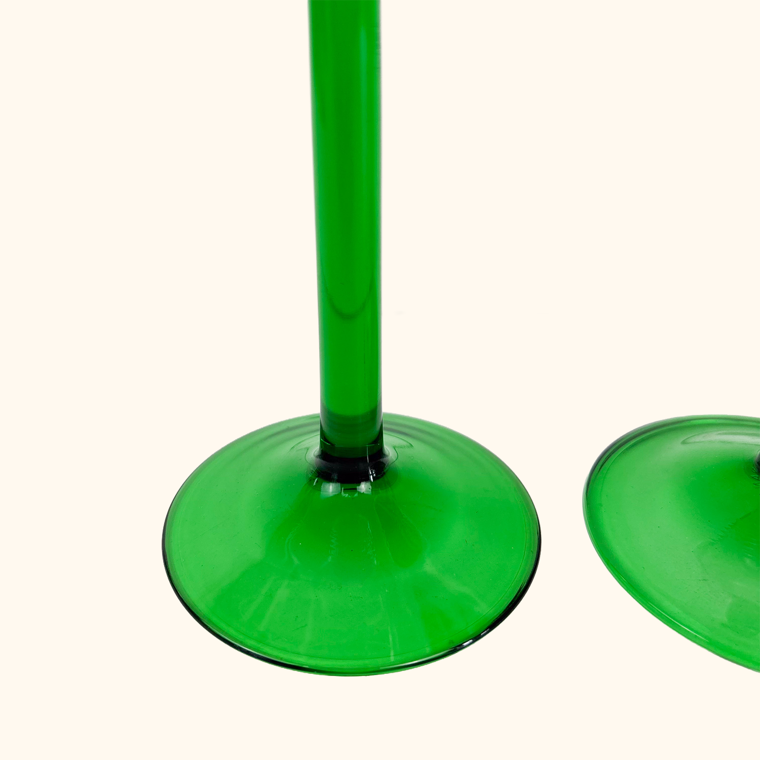 Vintage Luminarc French Green Straight Stem Wine Glasses - Set of 3