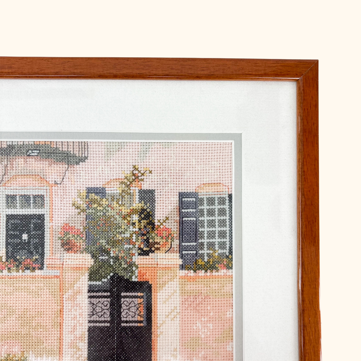 Framed Provence Cross Stitch Artwork Vintage 2002
