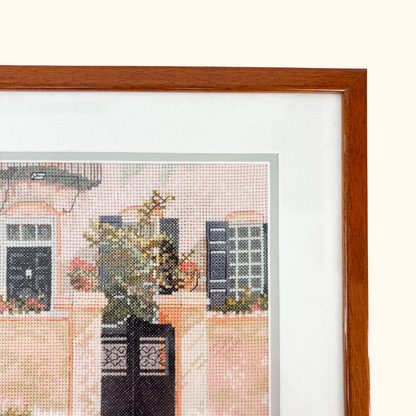 Framed Provence Cross Stitch Artwork Vintage 2002