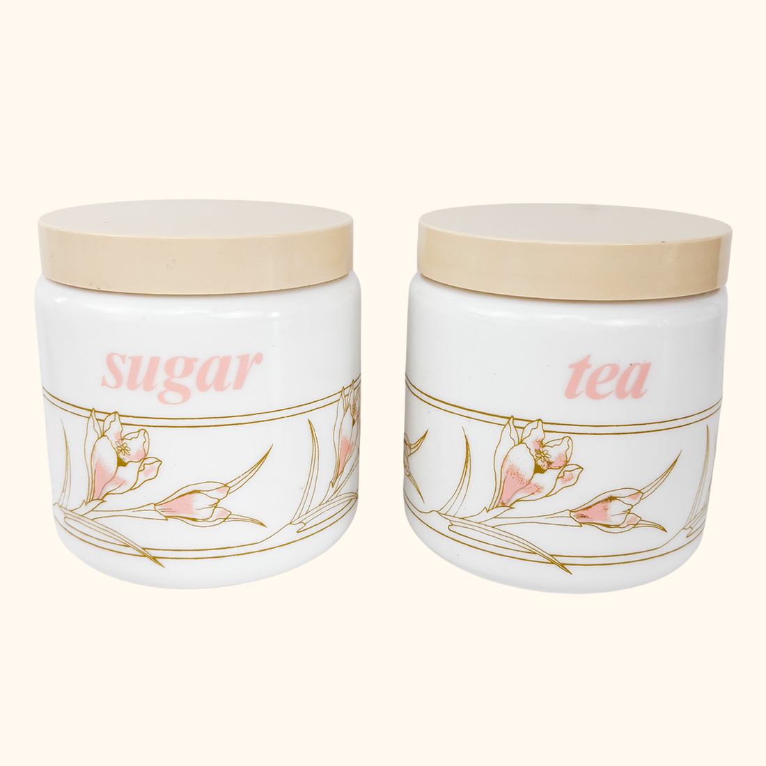 Biltons Coloroll Milk Glass Storage Jars