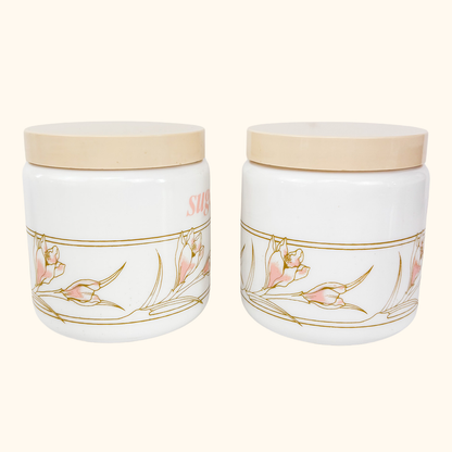 Biltons Coloroll Milk Glass Storage Jars