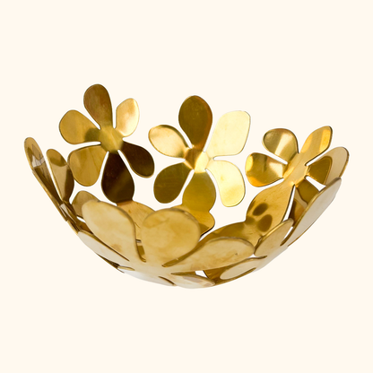 IKEA Monika Mulder Brass Floral Fruit Bowl Vintage 1990s
