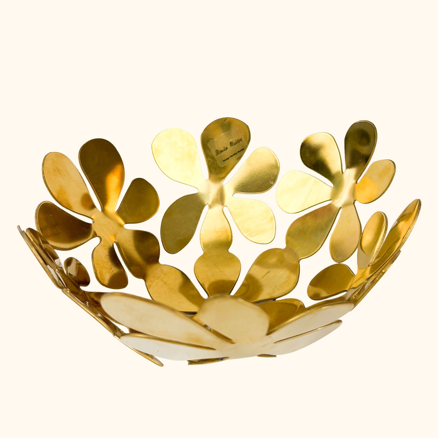 IKEA Monika Mulder Brass Floral Fruit Bowl Vintage 1990s