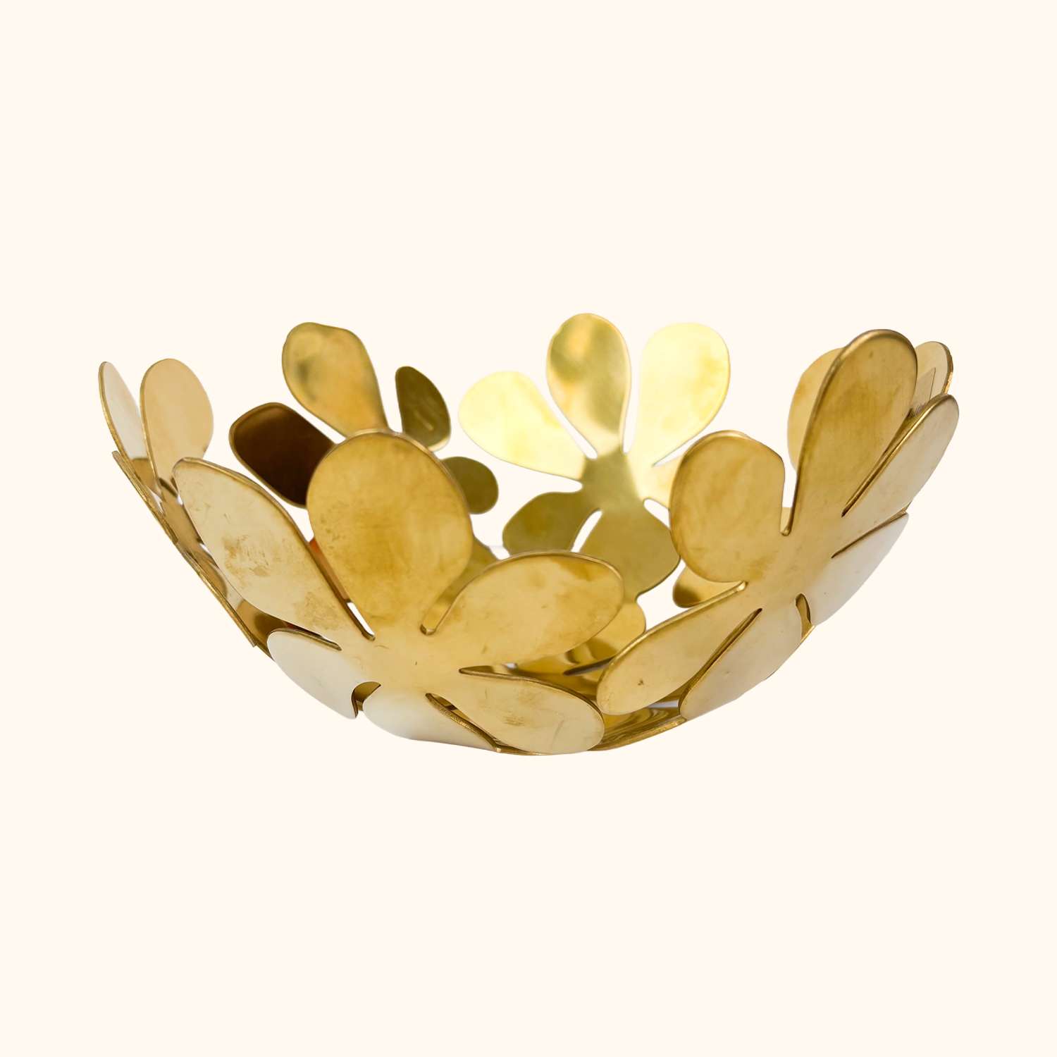 IKEA Monika Mulder Brass Floral Fruit Bowl Vintage 1990s