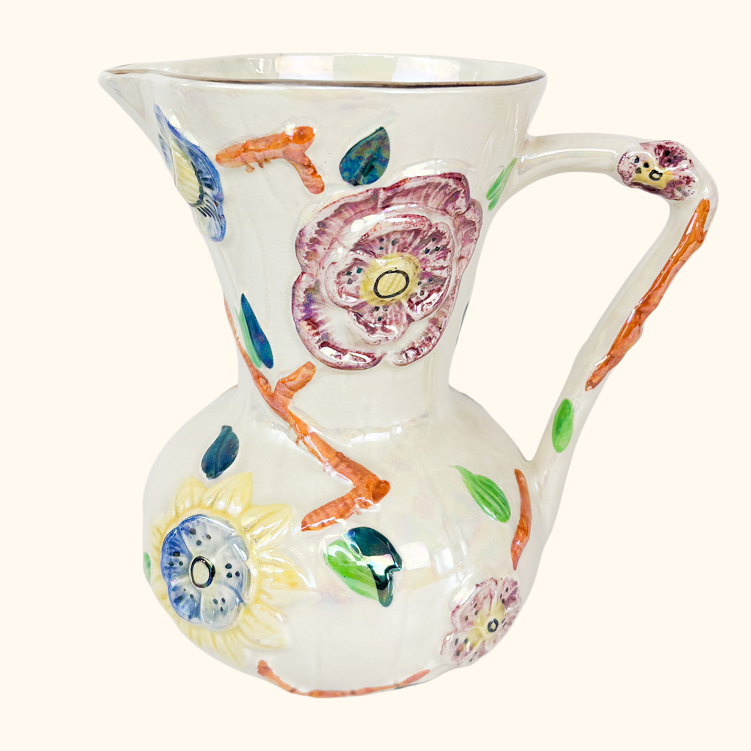 Arthur Wood Iridescent Lustre Floral Jug