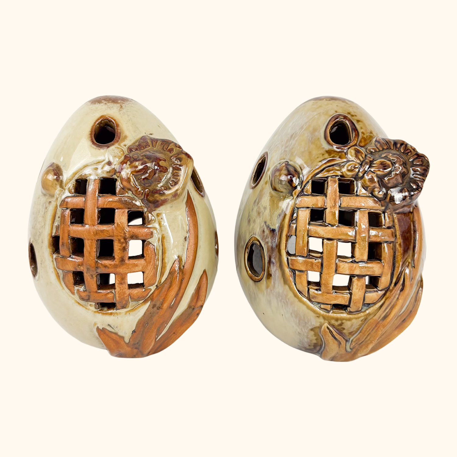 Ceramic Egg Shaped Tealight Candle Holder Set