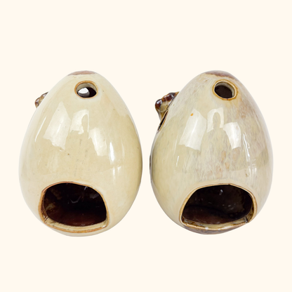 Ceramic Egg Shaped Tealight Candle Holder Set