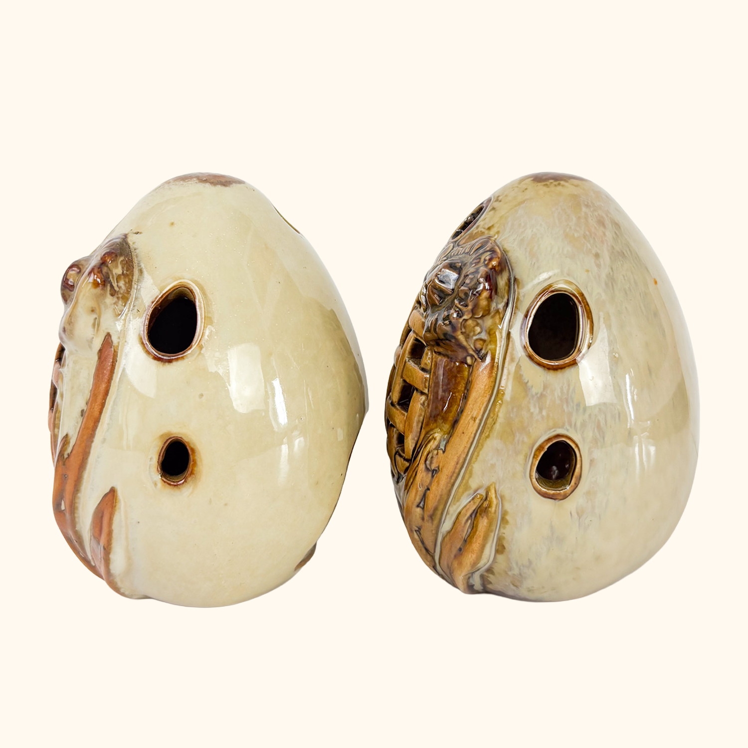 Ceramic Egg Shaped Tealight Candle Holder Set